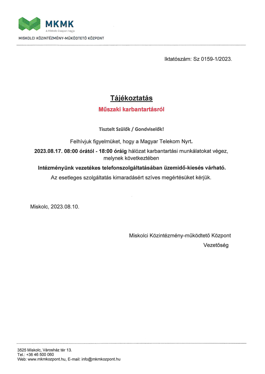 Tájékoztatás
